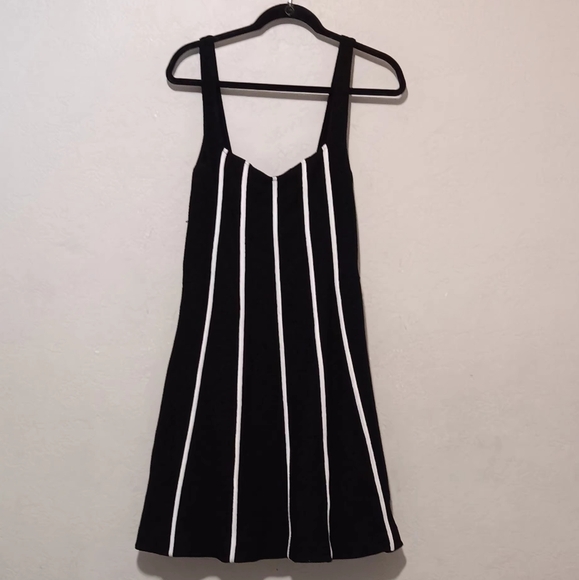 Anthropologie Maeve Mini Dress Sz10 Black-White A-Line Side Zipper Pockets - Picture 12 of 12